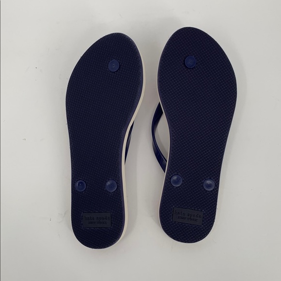 Kate Spade Feldon flipflop sandal slide thong flat shoe cherry navy blue new 8 - Picture 2 of 5